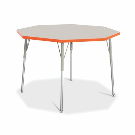 JONTI-CRAFT Berries Octagon Activity Table, 48 in. x 48 in., A-height, Freckled Gray/Orange/Gray 6428JCA114